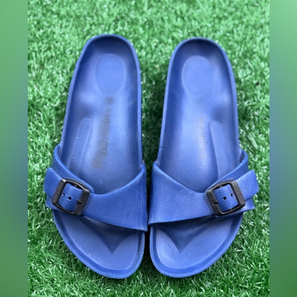 Birkenstock Unisex Blue Slide Sandals with Buckle Size W-9 M-7